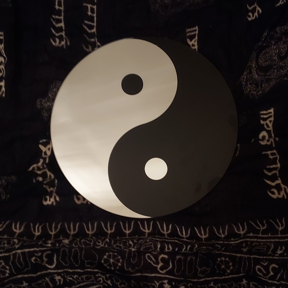 Large Yin Yang Wall Hanging Mirror Black White Boho Bohemian Decor Home Accent - Picture 6 of 8